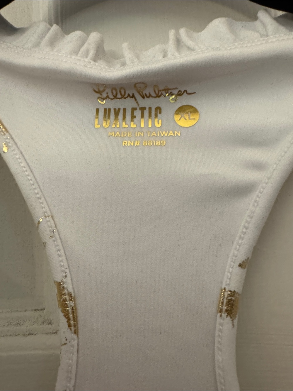 NWT Lilly Pulitzer Lindsay Sports Bra Gold Shoreline Foil - Picture 5 of 9